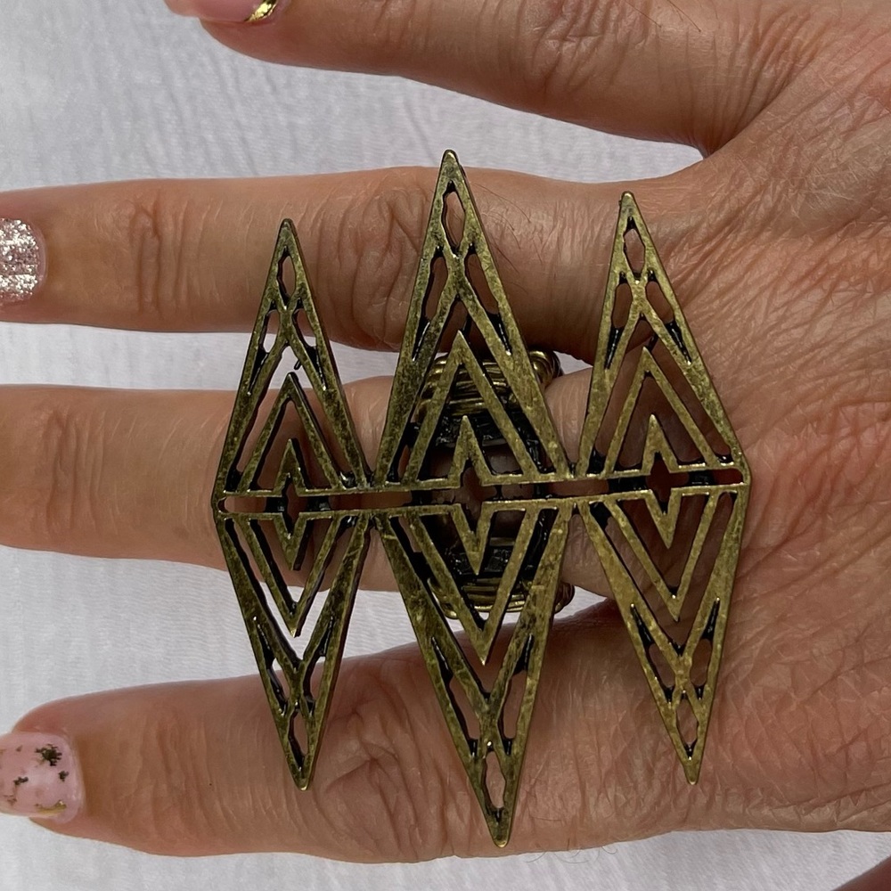 Diamond Oversized Shaped Adjustable Ring
